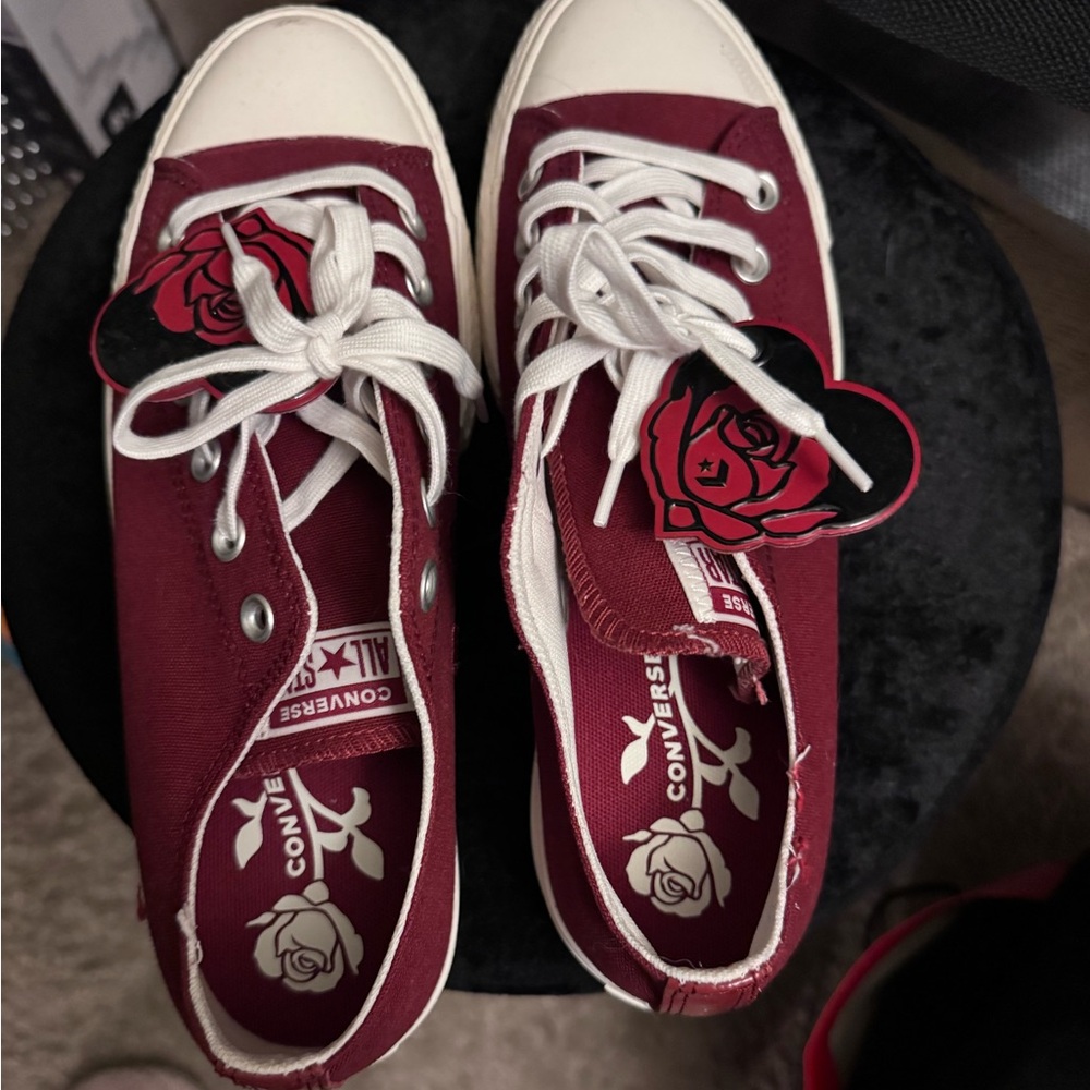 Rare Converse Low Top Sneakers in Burgundy with White Accents